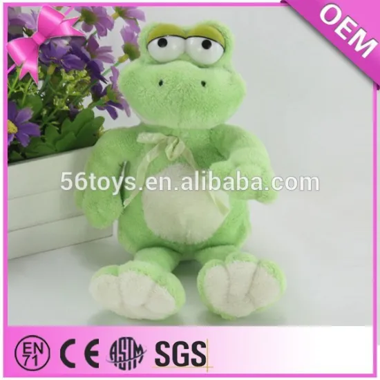 Factory custom big eyes stuffed animal soft plush frog pattern