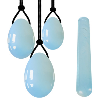 Opal Jade Egg Set Opalite Yoni Eggs Vaginal Massage Crystal Ball Yoni Wand Vaginal Muscle Tightening Jade Massager Stone Ball