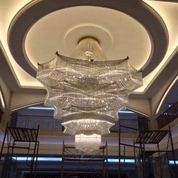 Modern Hotel Lobby Chandeliers: Extra Large Crystals for Luxurious Ambiance
