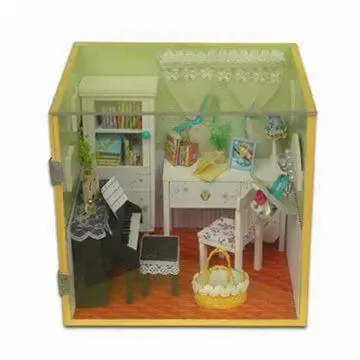 Reading House, Measures 16 x 13.5 x 15cm, Includes Wooden Piano, Book Table and Shelves