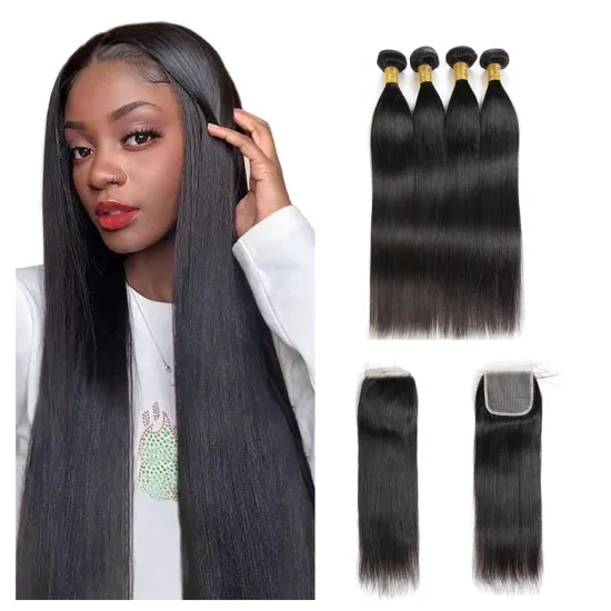 Mink Brazilian Hair Bundles Vendors 9A-10A Raw Hair Bundles And  Closure Set HD Closures And Frontal