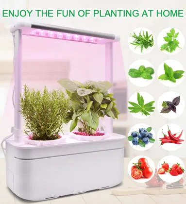 Smart Hydroponic Herb Garden Pots with LED Light