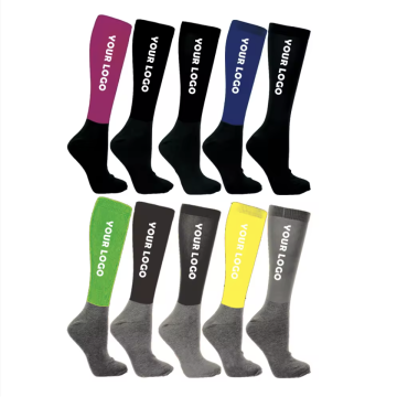 Custom Professional Equestrian Socks: Fashionable Men's Knee High Riding Horse Logo Design in Nylon Sports Style
