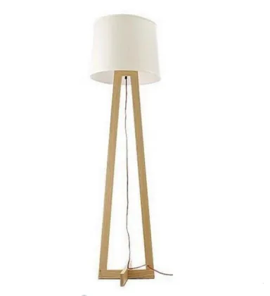 Home lighting fabric lamp shade wooden standing floor lamp tripod floor light