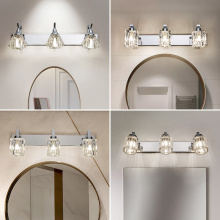 Modern Crystal Wall Lamp K9 LED Bathroom Make-up Mirror Light Bedroom Lamp Stainless Steel Cabinet Vanity Indoor Lighting