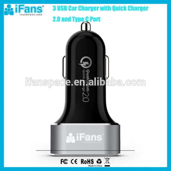 3 USB Car Charger Type C Car Charger 48W Quick Charger QC 2.0 Compatible for iPhone and Samsung Series