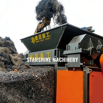 Trituratore automatico a doppio albero per il riciclaggio di trucioli metallici