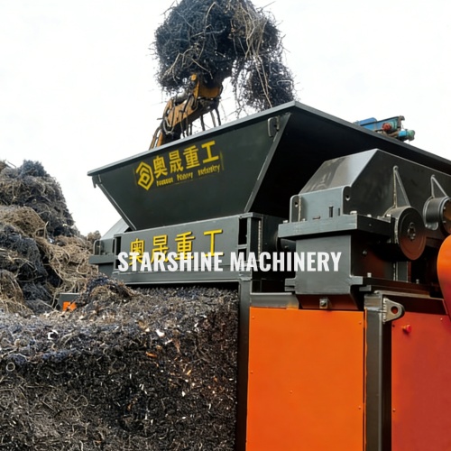 Trituratore automatico a doppio albero per il riciclaggio di trucioli metallici