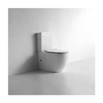European Design Ceramic Soft-Closing Seat Toilet Rimless Floor-Mounted Two-Piece Bathroom Toilet
