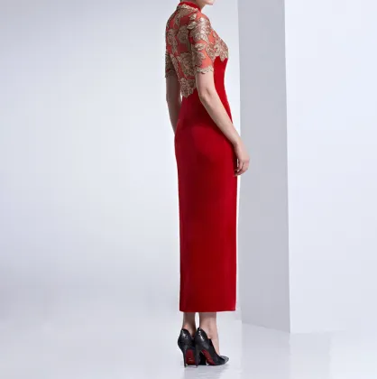 2016 New Red Prom Long Evening Dress Chinese Qipao