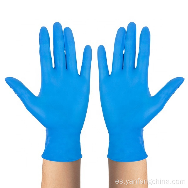 Guantes de nitrilo dispositables médicos libres de polvo azul