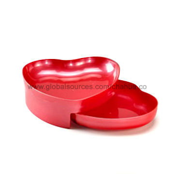 Fruit tray in heart shape, nice design, made of PS, suitable for home or hotel use