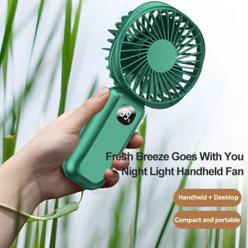 Mini fan portable à 4 vitesses avec lumière nocturne, USB chargé, pour la maison ou les voyages