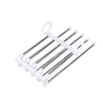 Multi Layer Adjustable Foldable Pant Hangers - Plastic and Stainless Steel Wardrobe Organizers