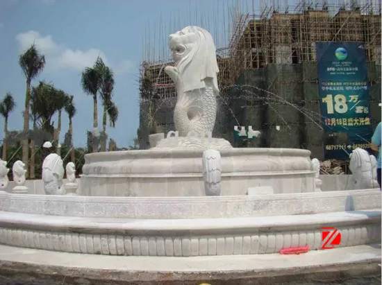 Famous lion head water fountain