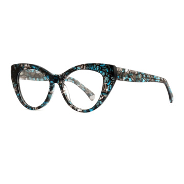Women Cat Eye Oversized Acetate Optical Frame Glasses