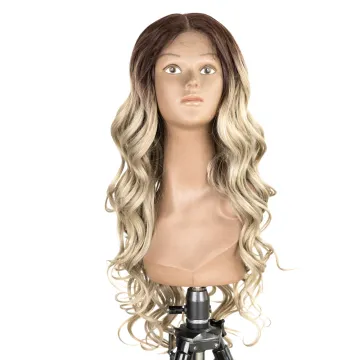 High sense of ombre Long Wavy Silver Grey deep Wave  Middle Part High Temperture Lace Front Wig Synthetic hair wigs For Women