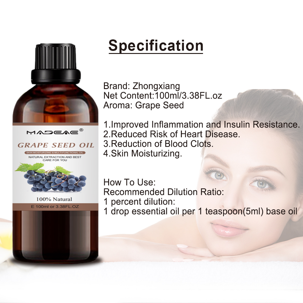 Natural Organic Grape Seed Carrier Oil Skin Care Massage