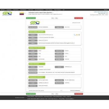 Muestra de datos de importación de cobre de Colombia