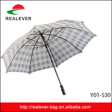 Beige plaid series 30" *8K 170T polyester manual open straight umbrellas