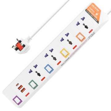 Bireysel anahtar, çocuk güvenliği koruması ve 2 USB Tip C bağlantı noktası ile evrensel 4 çete güç şeridi