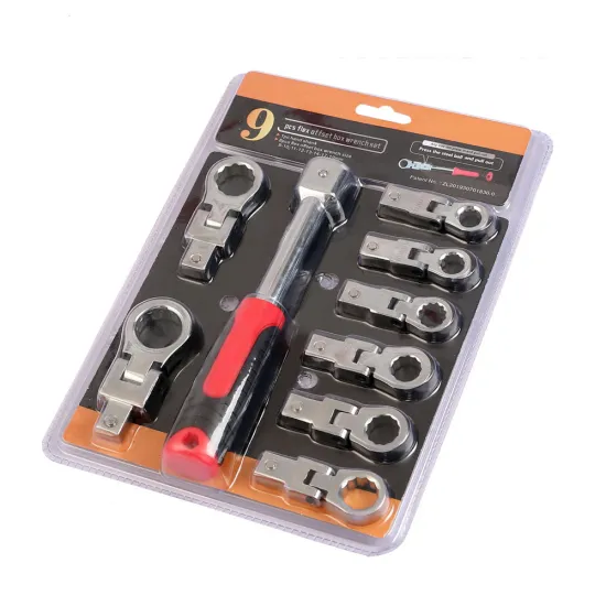 9-Piece Interchangeable Ratchet Wrench Set with 180-Degree Rotation Ratchet Gear