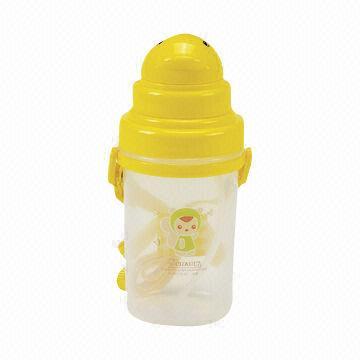 Kids' Plastic Water Bottle with Straw, 380mL volume