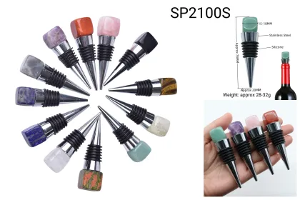 Crystal Wine Stoppers, Natural Gemstone Wine Stoppers for Wine Bottles, Decorative Wine Bottle Stoppers