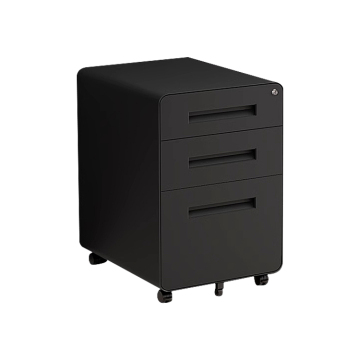 Modern Steel Metal Cabinet with 3 Drawers - Mobile Pedestal Filing Cabinet for Office Storage