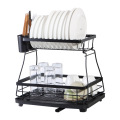 2 Tier Black Metal Dish Rack With Tray