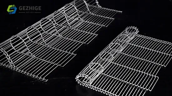 Gezhige High Temperature Stainless Steel SUS304 Flat Flex Wire Mesh Belt Conveyor