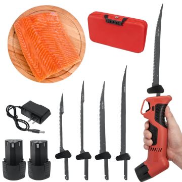 F.EASY.D Electric Fillet Knife - Cordless Stainless Steel Fish Cutter with 3 Blades