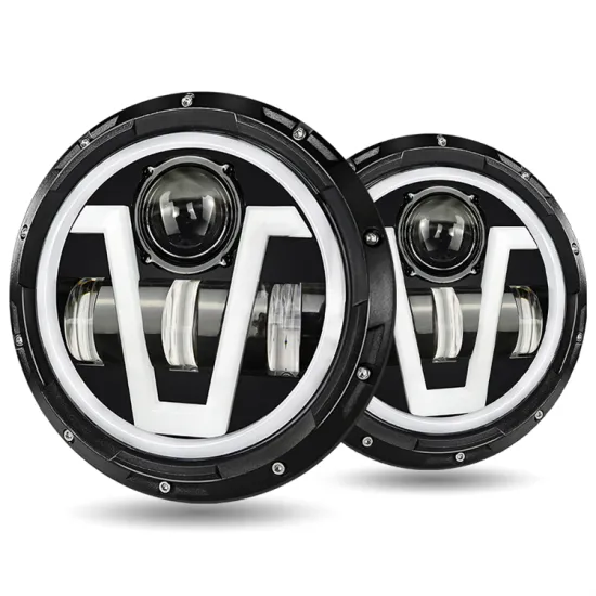 2024 7 Inch Round V-Shape LED Headlight Dual Color Angel Eyes H4 Motorcycle Headlights