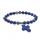 Natural Semi Precious Stone Beads Elastic Bracelet With Charms Cross Pendant