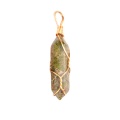 Unakite Hexagonal Pointed( 8x32mm) Pendant Wrapped Gold Wire for DIY Making Jewelry