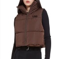 Brown Sleeveless Women's Puffer Jacket