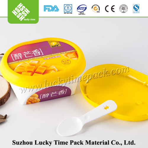 ctustom plastic ice cream cup with lid and spoon