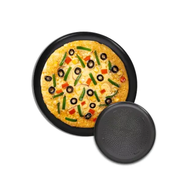 Kitchen Punching pizza Baking Pan non stick Bake Tray Baking Dishes Round Carbon Steel Pizza Pan