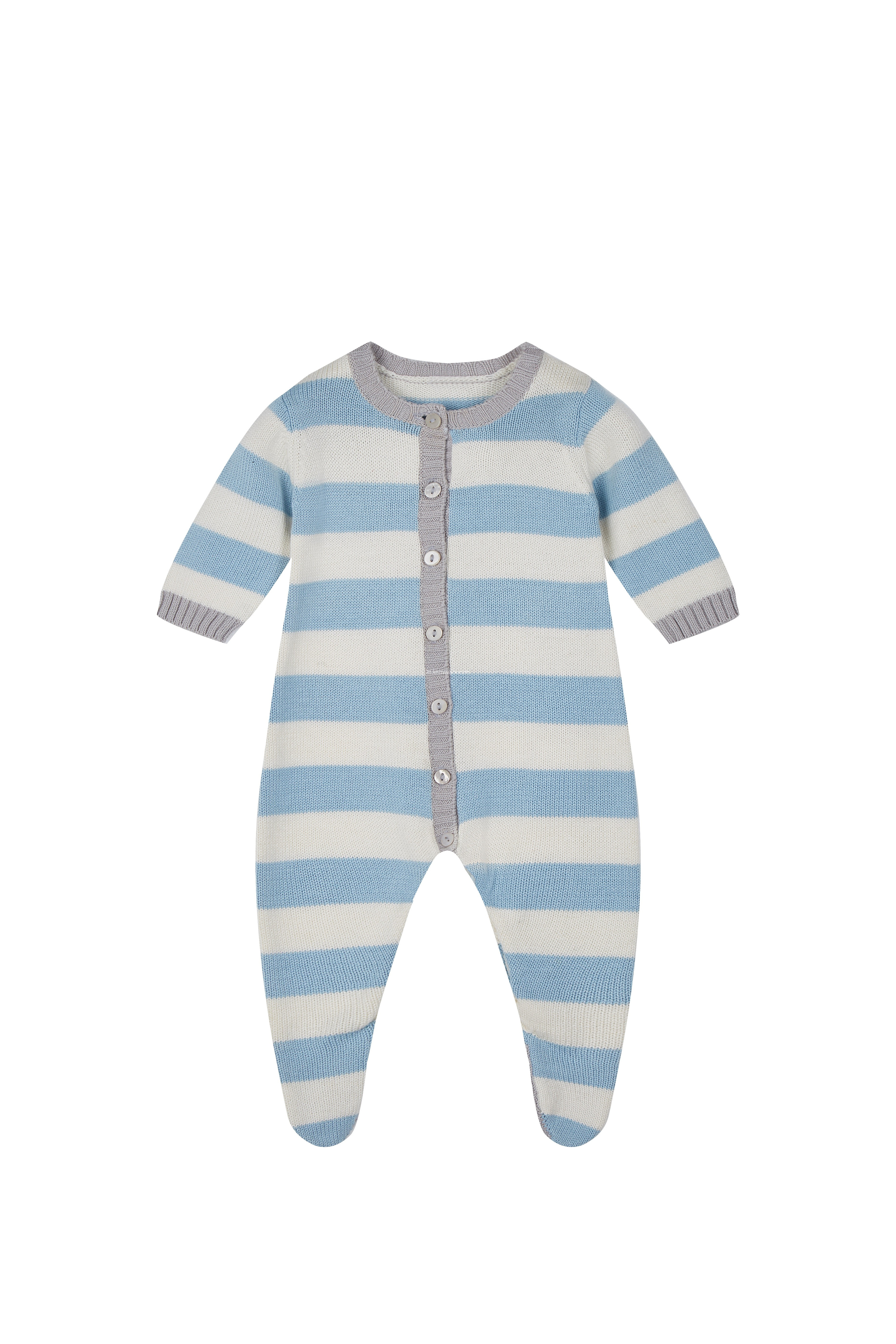 Boy's Girl's Knitted Stripe Buttoned Baby Romper