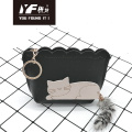 Estilo gato fofo PU make up porta moedas