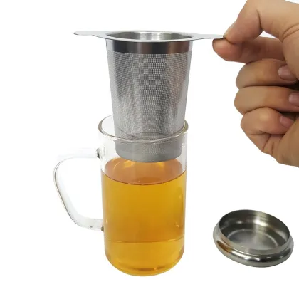 Tea Glass Cup with Stainless Steel Filter and Lid for Loose Tea Leaves