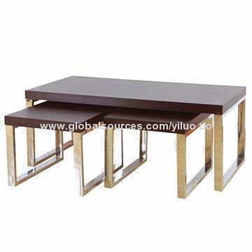 Indoor 3-piece rectangle honey board coffee table