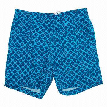 Men's swimming trunk, nylon fabric, printed, garment washed