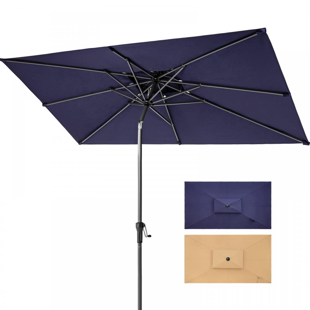 9x5 FT Patio Outdoor Rectangular Tilting Parasol