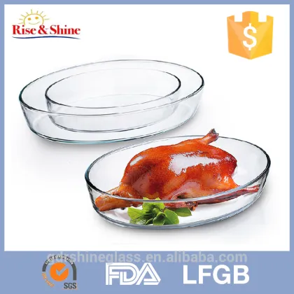 factory outlet borosilicate glass for microwave oven, oval glass baking dish/glass baking tray