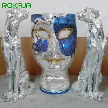 Luxury Silver Mosaic Leopard Sculpture for KTV, Bar, Hotel, and Home Decor