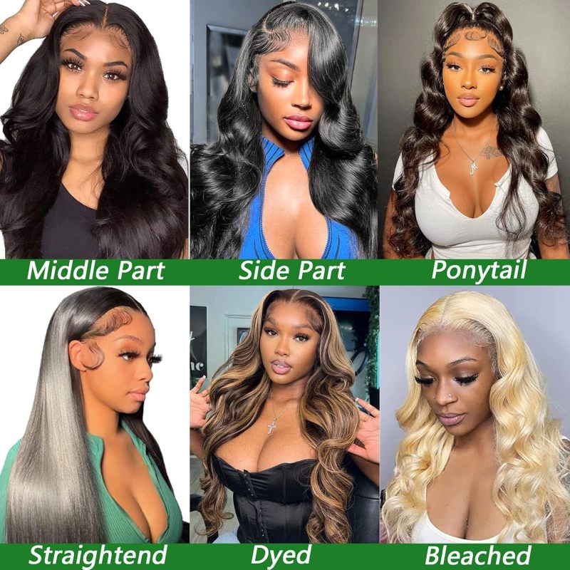 13x6 Lace Front Wigs Human Hair 180 Density HD Swiss Lace Body Wave Wig