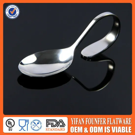 Custom laser logo Stainless steel bent handle spoon/bent spoon