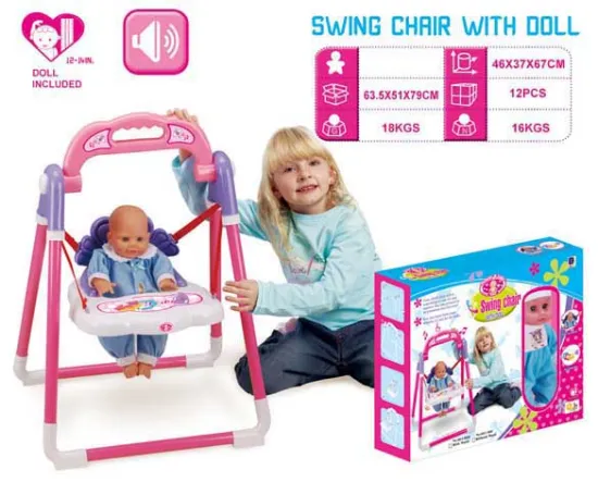 B/O BABY MUSICAL SWING CHAIR W/DOLL