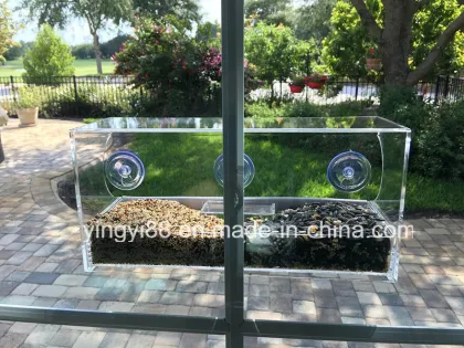 Wholesale Crystal Clear Acrylic Bird Feeder with Suction Cup